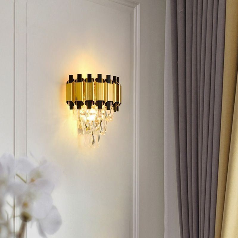 Luminária de parede moderna de cristal suspensa com fiação fixa de 11,81" de altura