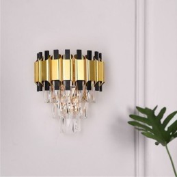 Luminária de parede moderna de cristal suspensa com fiação fixa de 11,81" de altura