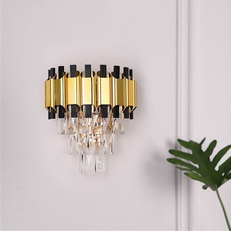 Luminária de parede moderna de cristal suspensa com fiação fixa de 11,81" de altura