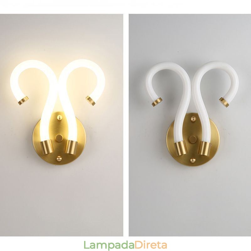 Luminária de parede moderna Criatividade Luminária de parede Chifre de ovelha de cobre 2 luzes