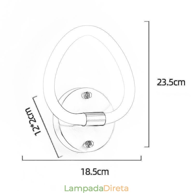 Luminária de parede interna moderna em formato de coração