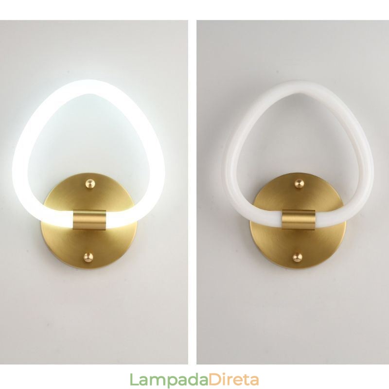 Luminária de parede interna moderna em formato de coração