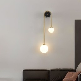 Luminária de parede de vidro globo, luminária de parede moderna de latão