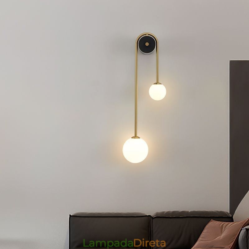 Luminária de parede de vidro globo, luminária de parede moderna de latão