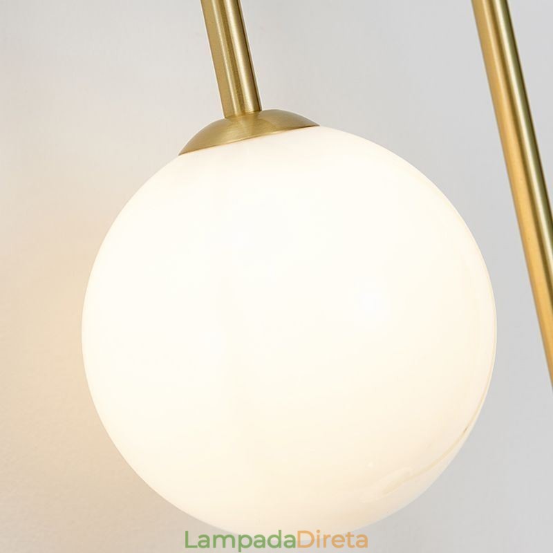 Luminária de parede de vidro globo, luminária de parede moderna de latão