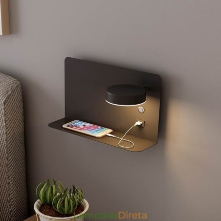 Luminária de parede giratória com porta de carregamento USB Luminária de parede giratória com porta de carregamento USB
