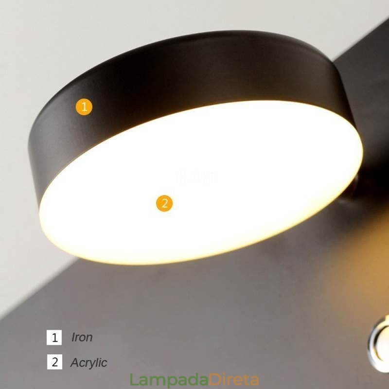 Luminária de parede giratória com porta de carregamento USB