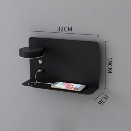 Luminária de parede giratória com porta de carregamento USB