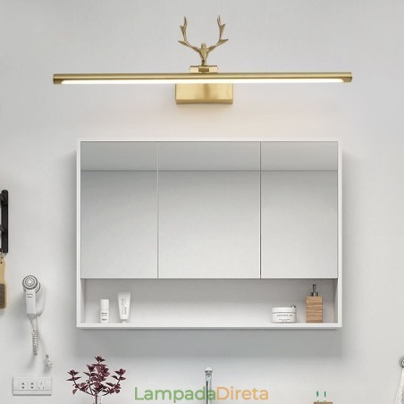 Luminária de parede de latão nórdico com espelho e luz frontal Luminária de parede de latão nórdico com espelho e luz frontal