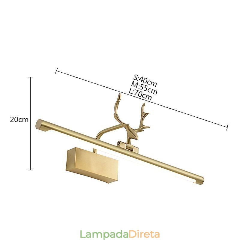 Luminária de parede de latão nórdico com espelho e luz frontal