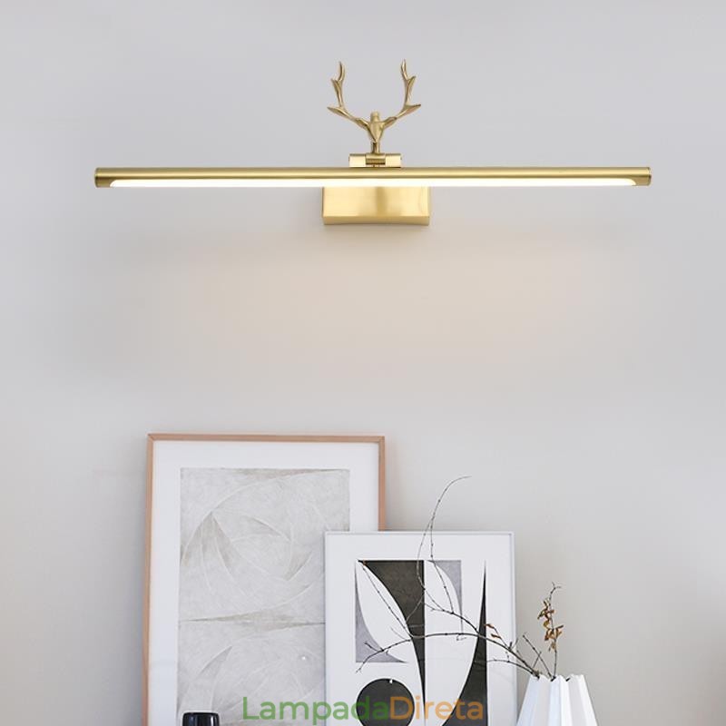 Luminária de parede de latão nórdico com espelho e luz frontal