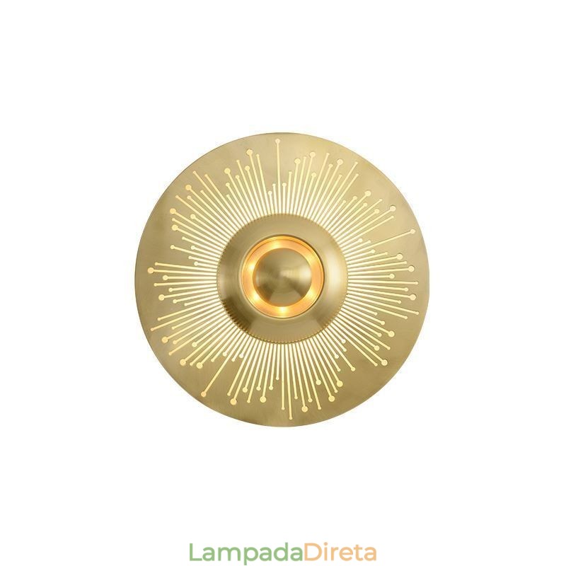 Luminária de parede nórdica de latão vazada com formato redondo