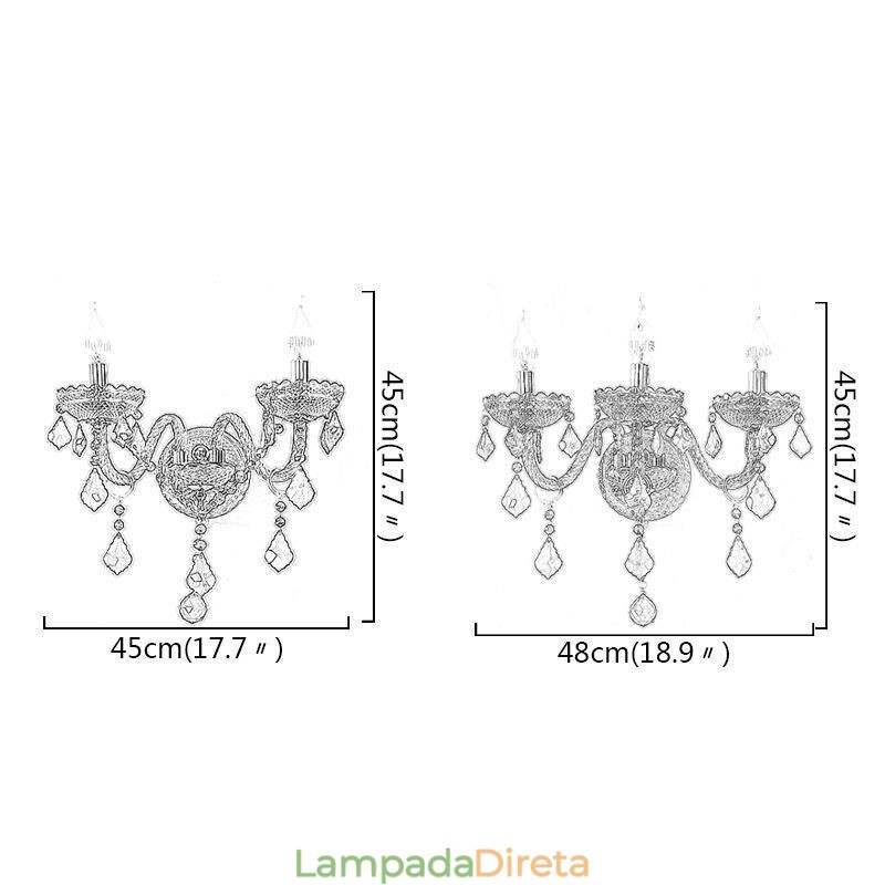 Aplique de cristal europeu luz de parede cor vermelha luz