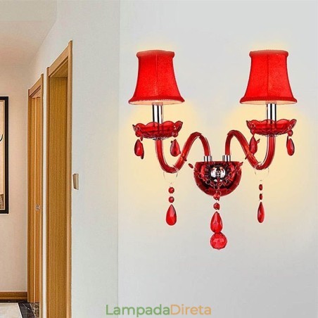 Aplique de parede europeu em cristal, cor vermelha Aplique de parede europeu em cristal, cor vermelha