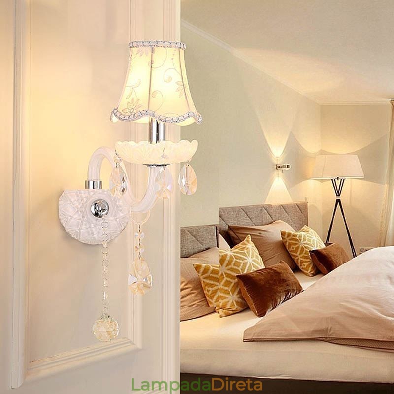 Luminária de parede elegante de cristal estilo europeu clássico