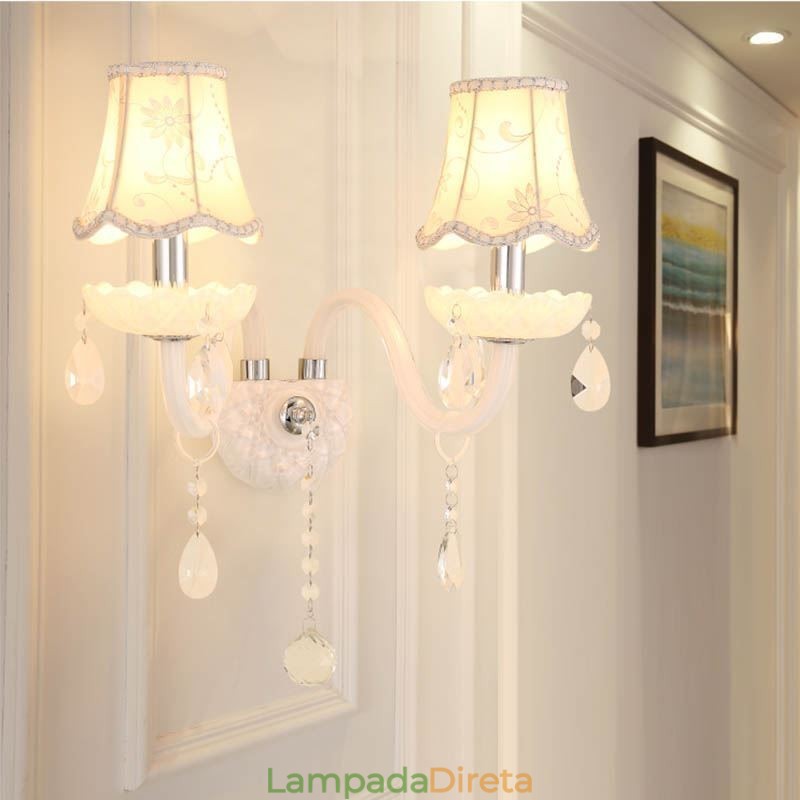 Luminária de parede elegante de cristal estilo europeu clássico