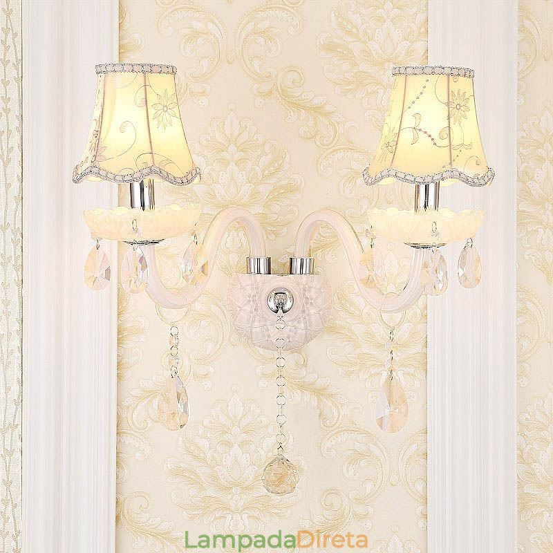 Luminária de parede elegante de cristal estilo europeu clássico