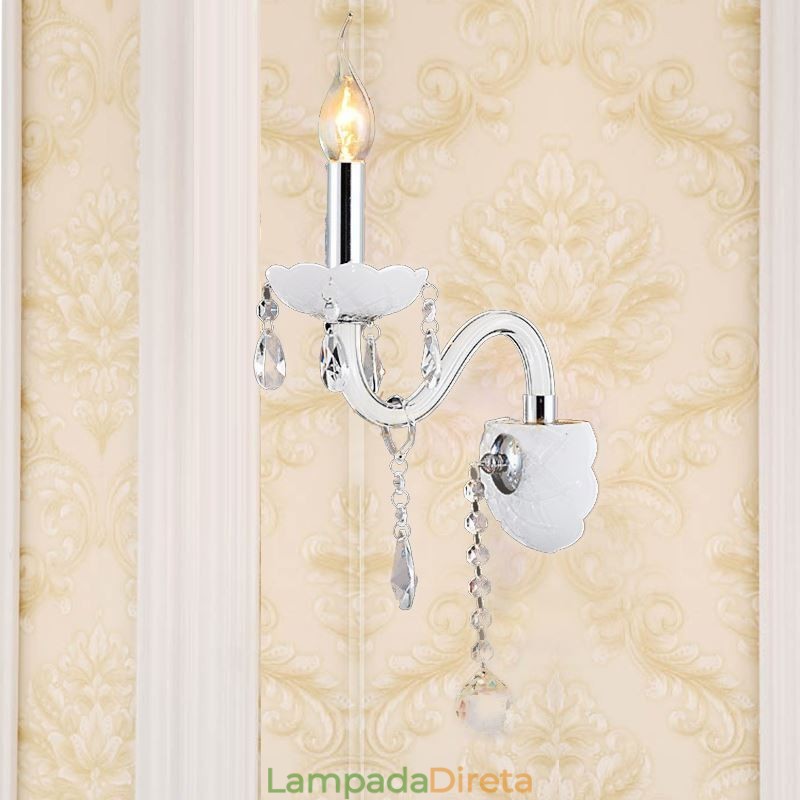 Luminária de parede elegante de cristal estilo europeu clássico