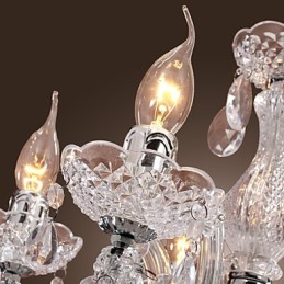 Upligh Chrome Lâmpada de Teto Luz de Vela Luminária de Acrílico Lustre Pingente