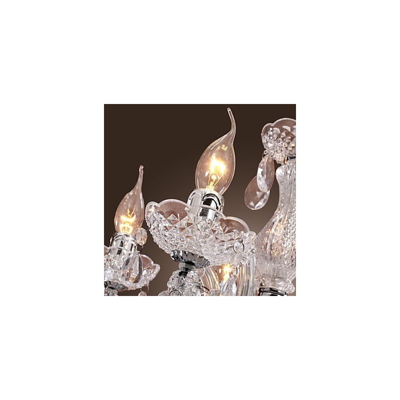 Upligh Chrome Lâmpada de Teto Luz de Vela Luminária de Acrílico Lustre Pingente