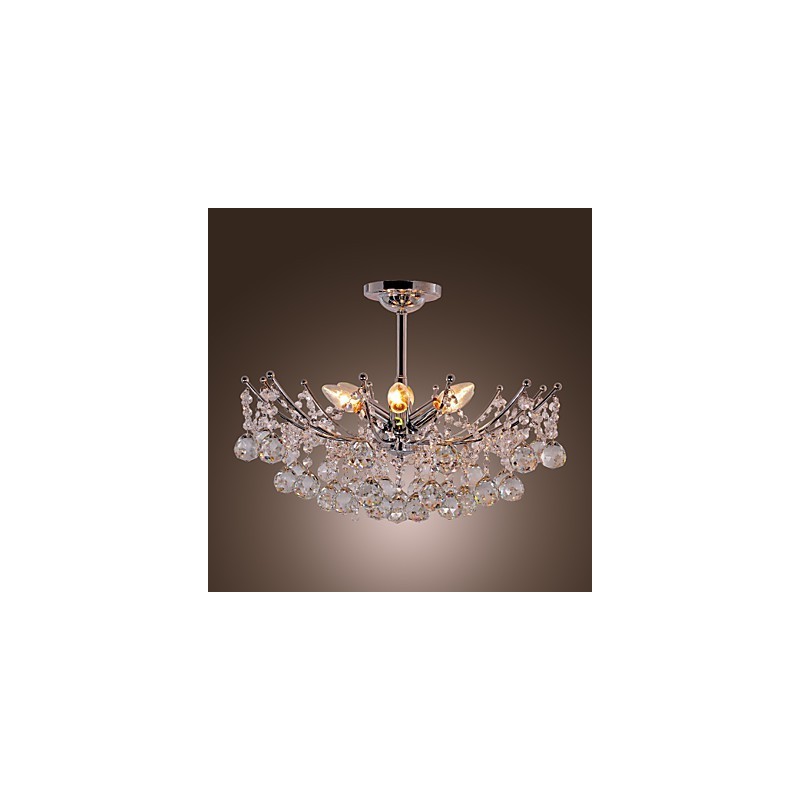Lustre de cristal luxuoso com 6 luzes pendentes