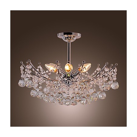 Lustre de cristal luxuoso com 6 luzes pendentes Lustre de cristal luxuoso com 6 luzes pendentes