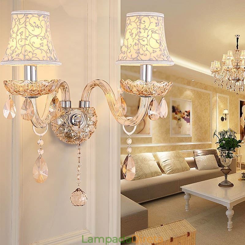 Elegante arandela de cristal estilo europeu luz de parede corredor