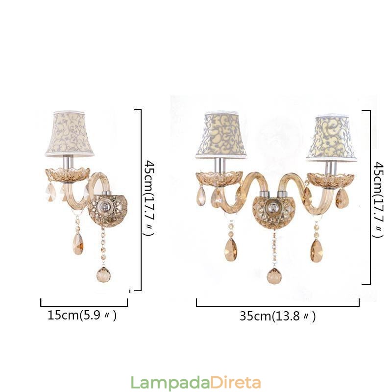 Elegante arandela de cristal estilo europeu luz de parede corredor