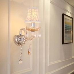 Elegante arandela de cristal estilo europeu luz de parede corredor