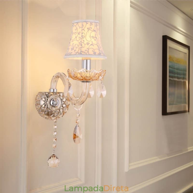 Elegante arandela de cristal estilo europeu luz de parede corredor
