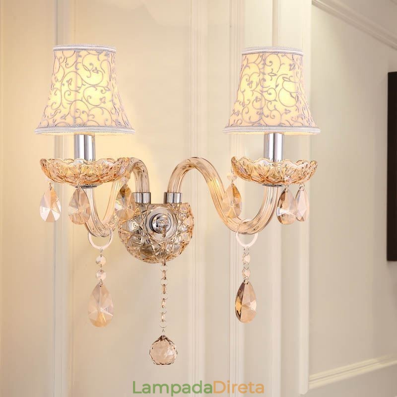Elegante arandela de cristal estilo europeu luz de parede corredor