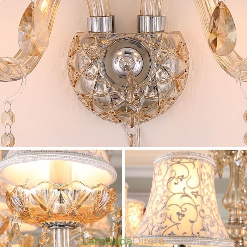 Elegante arandela de cristal estilo europeu luz de parede corredor