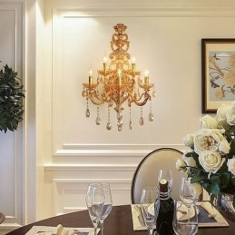 Luminária de parede europeia de cristal de luxo em liga de zinco com cinco luzes para corredor