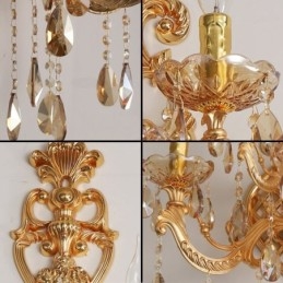 Luminária de parede europeia de cristal de luxo em liga de zinco com cinco luzes para corredor
