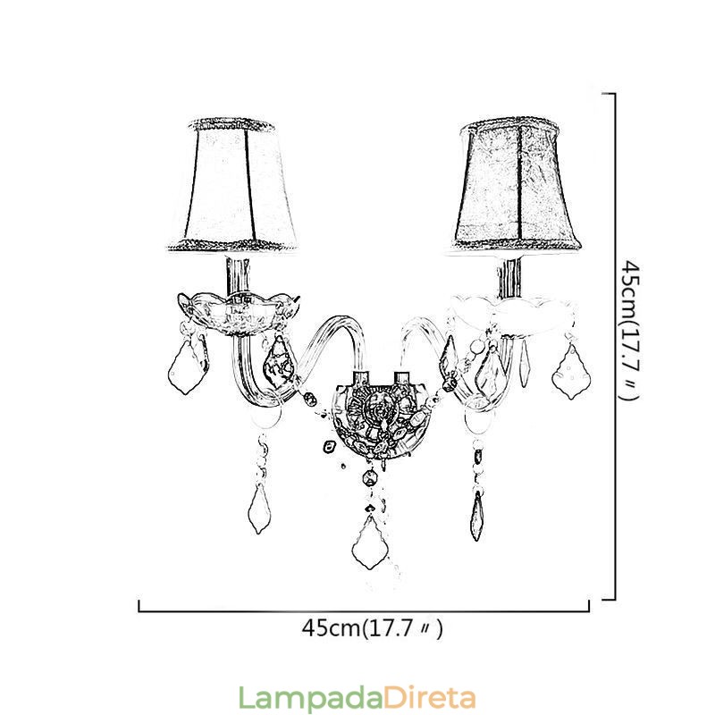 Luminária de parede europeia de duas luzes de cristal colorido para corredor