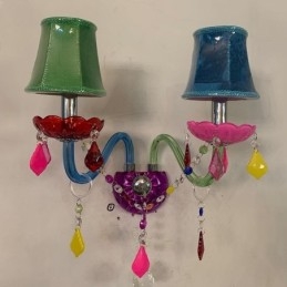 Luminária de parede europeia de duas luzes de cristal colorido para corredor