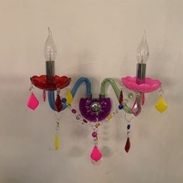 Luminária de parede europeia de duas luzes de cristal colorido para corredor