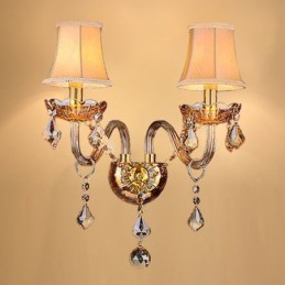 Arandela de cristal europeia elegante com duas luzes de parede e escadas
