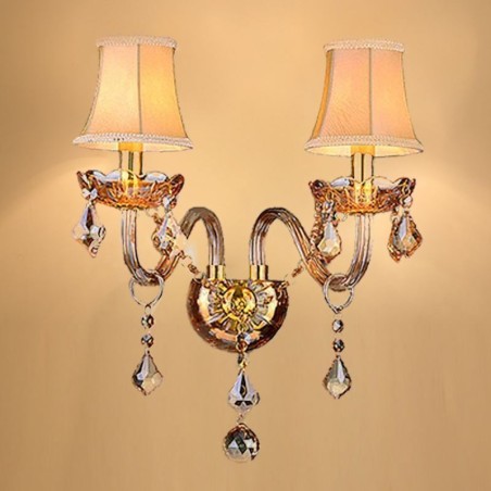 Arandela de cristal europeia elegante com duas luzes de parede e escadas Arandela de cristal europeia elegante com duas luzes de parede e escadas