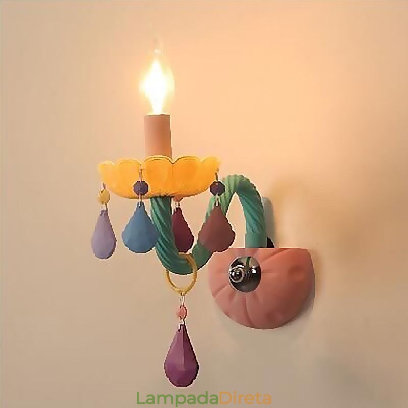 Aplique de Cristal Europeu Macaron Luminária de Parede Colorida