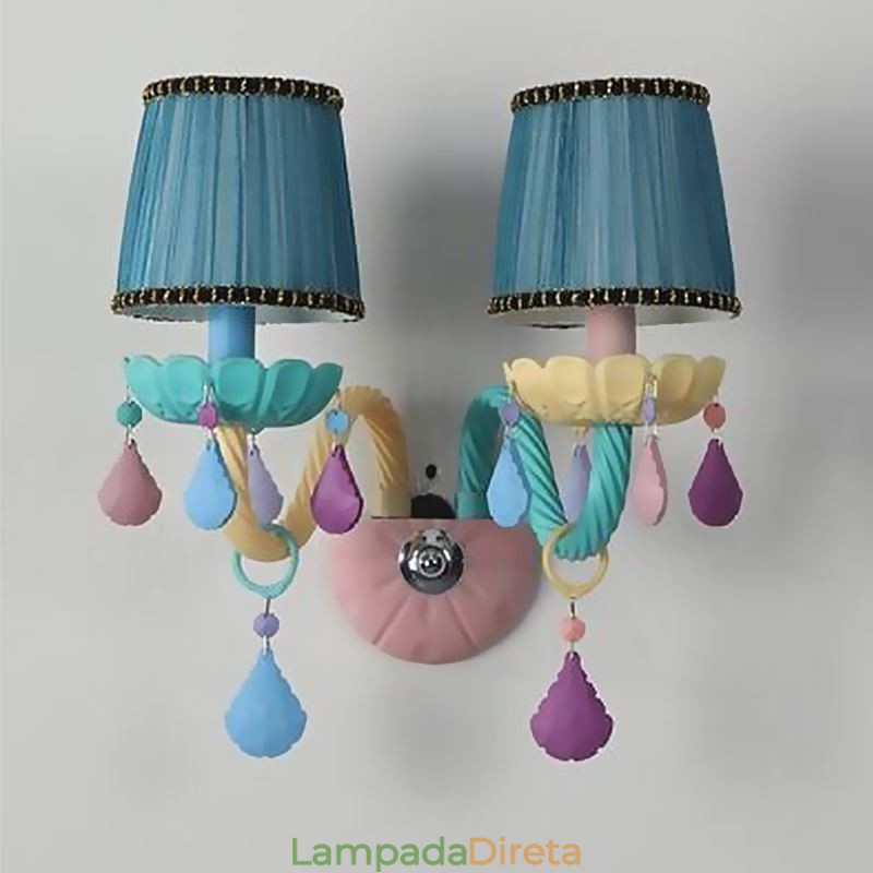 Aplique de Cristal Europeu Macaron Luminária de Parede Colorida