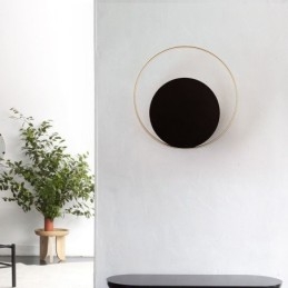Luminária de parede estilo moderno, arandela circular preta, lâmpada criativa, iluminação de cabeceira
