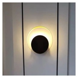 Luminária de parede estilo moderno, arandela circular preta, lâmpada criativa, iluminação de cabeceira