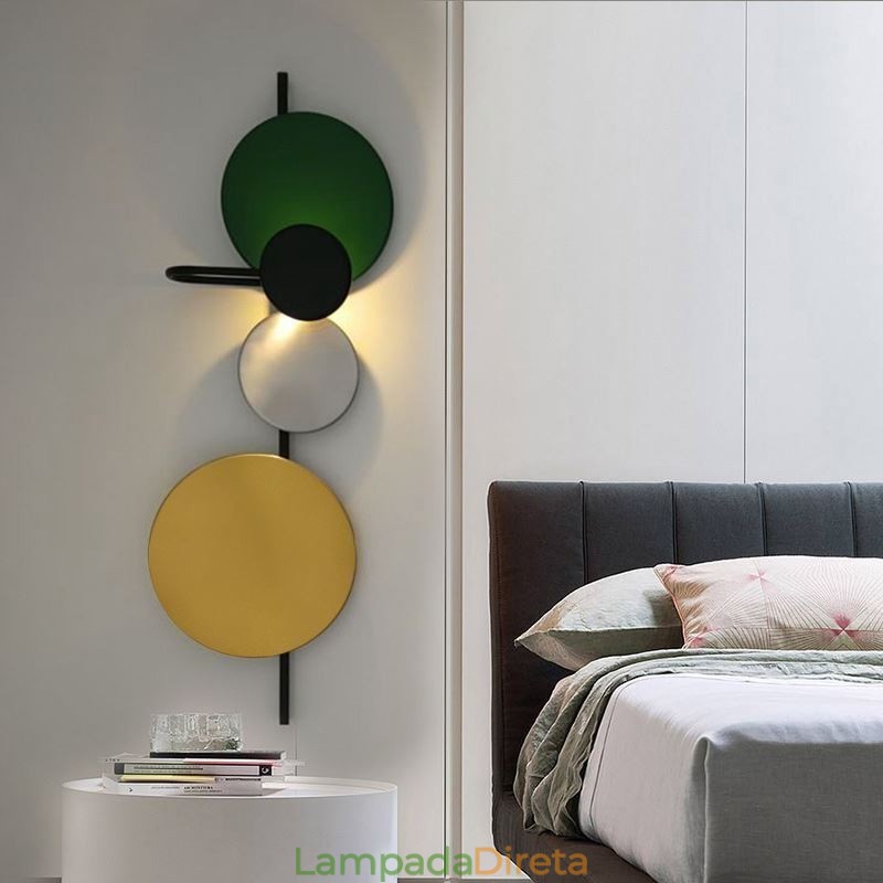 Luminária de parede moderna Luminária de parede circular Iluminação colorida para casa Iluminação de cabeceira