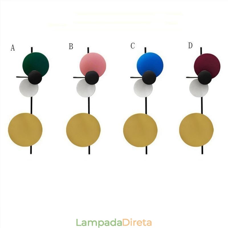 Luminária de parede moderna Luminária de parede circular Iluminação colorida para casa Iluminação de cabeceira