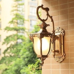 Luz de parede esculpida à prova d'água europeia retrô para exterior, pátio, corredor