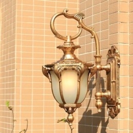 Luz de parede esculpida à prova d'água europeia retrô para exterior, pátio, corredor