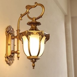 Luz de parede esculpida à prova d'água europeia retrô para exterior, pátio, corredor