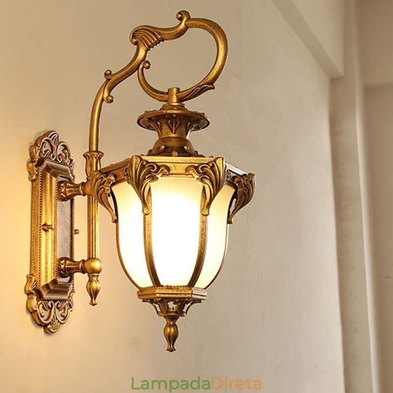 Luz de parede esculpida à prova d'água europeia retrô para exterior, pátio, corredor