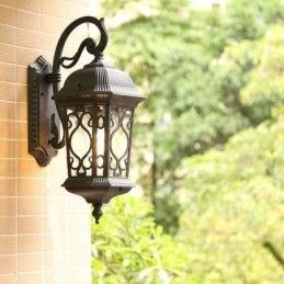 Luminária de parede europeia retrô para exterior à prova d'água esculpida